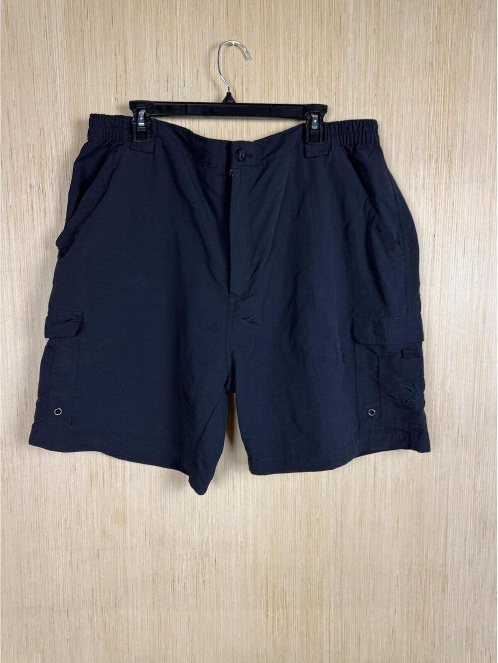 Reel Legends Shorts Mens 2XL Black Nylon Cargo Fishing Quick Dry Performance